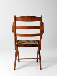 antique oak folding campaign chair