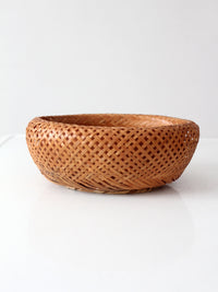 vintage woven bamboo basket bowl