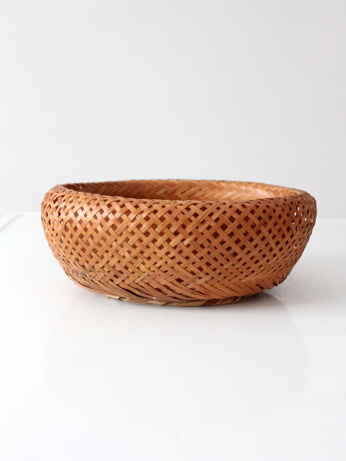 vintage woven bamboo basket bowl