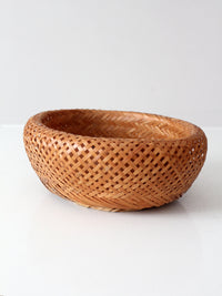 vintage woven bamboo basket bowl