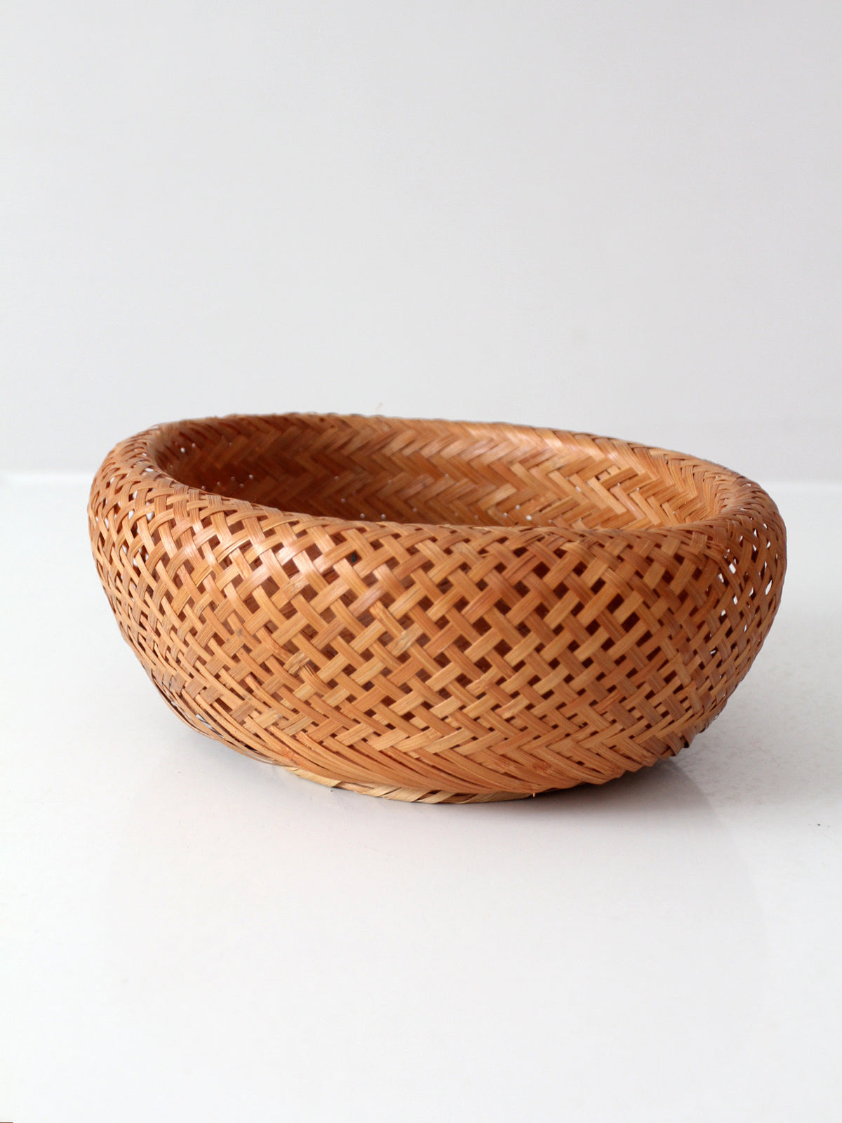 vintage woven bamboo basket bowl