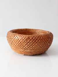 vintage woven bamboo basket bowl