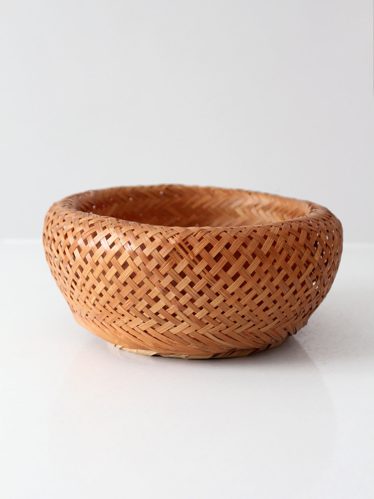 vintage woven bamboo basket bowl