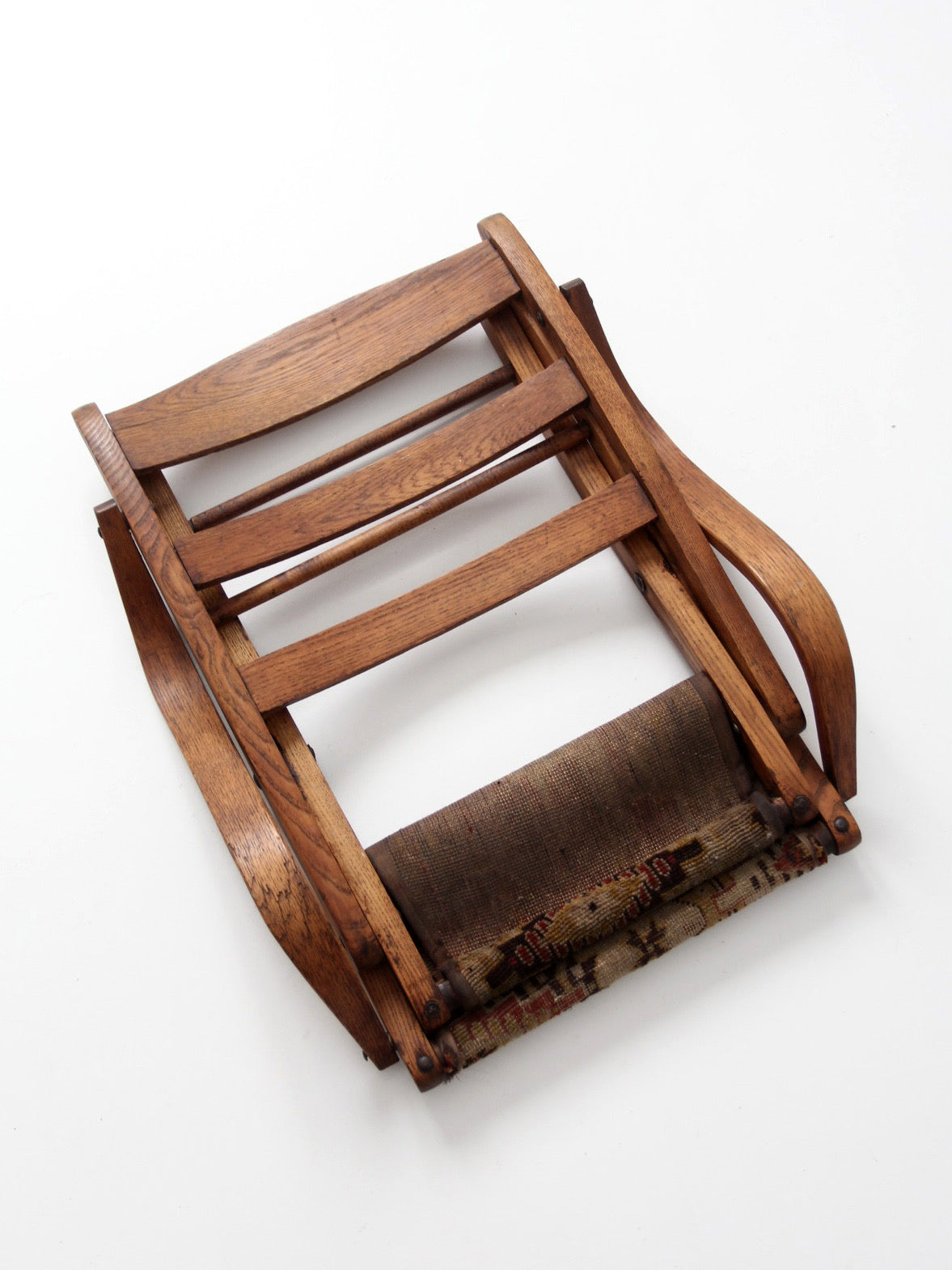 antique oak folding campaign chair