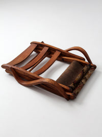 antique oak folding campaign chair