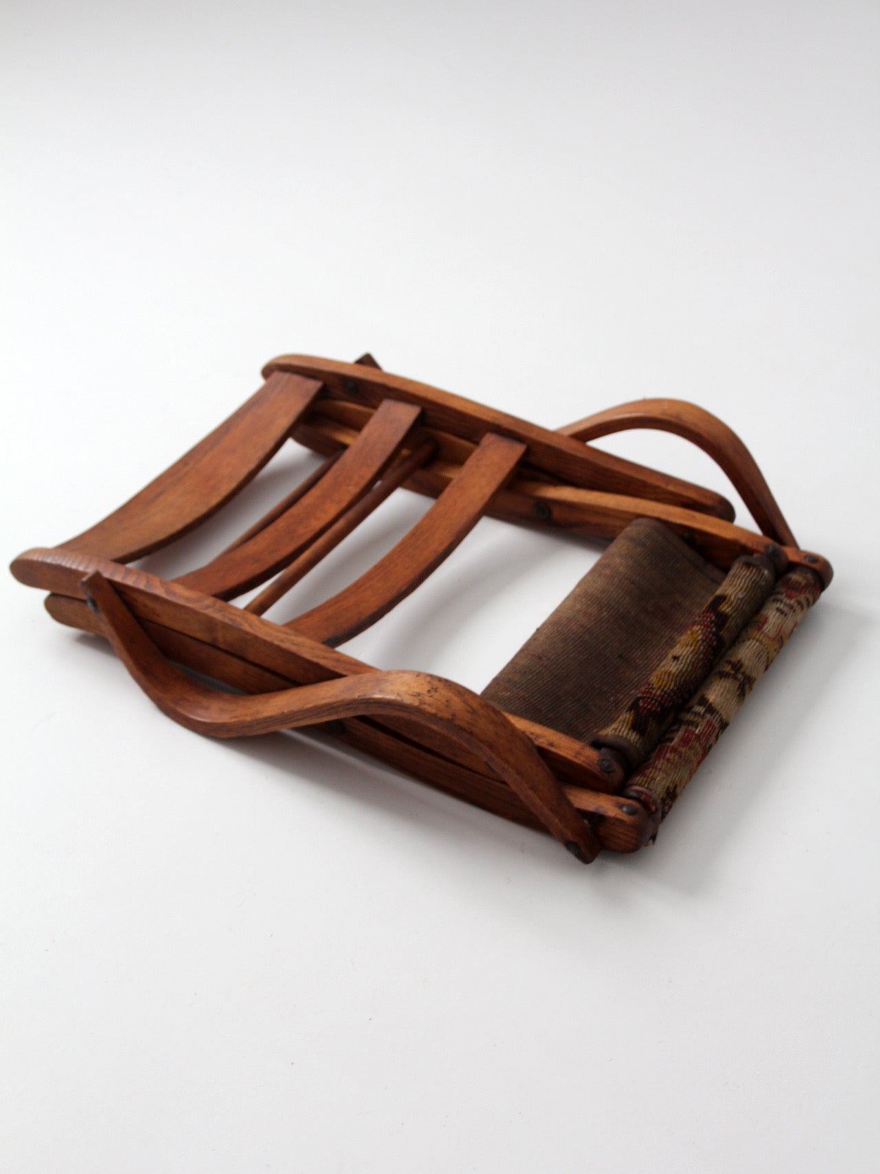 antique oak folding campaign chair