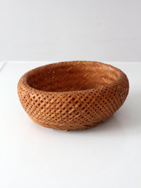 vintage woven bamboo basket bowl