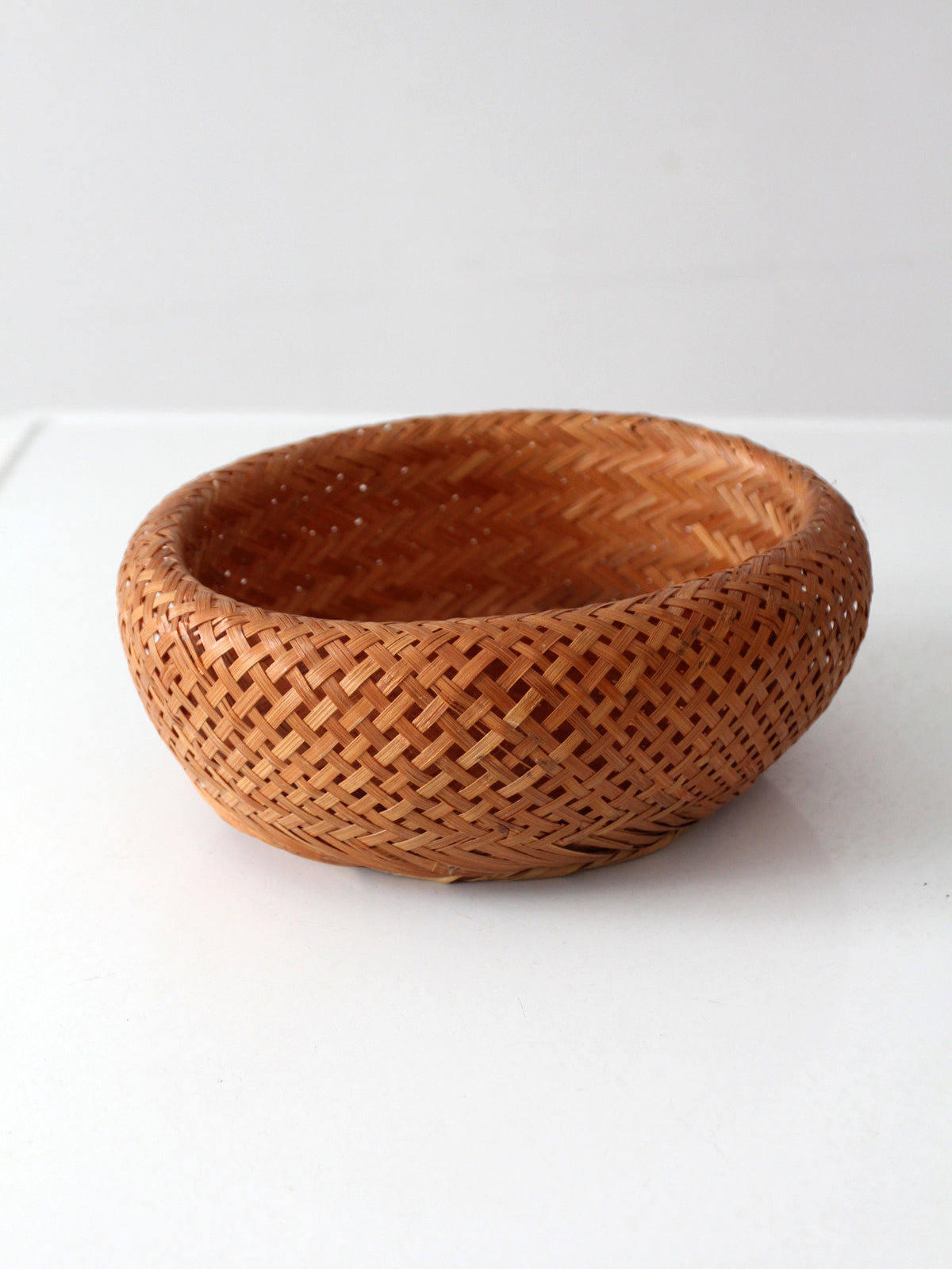 vintage woven bamboo basket bowl