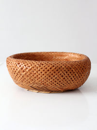 vintage woven bamboo basket bowl
