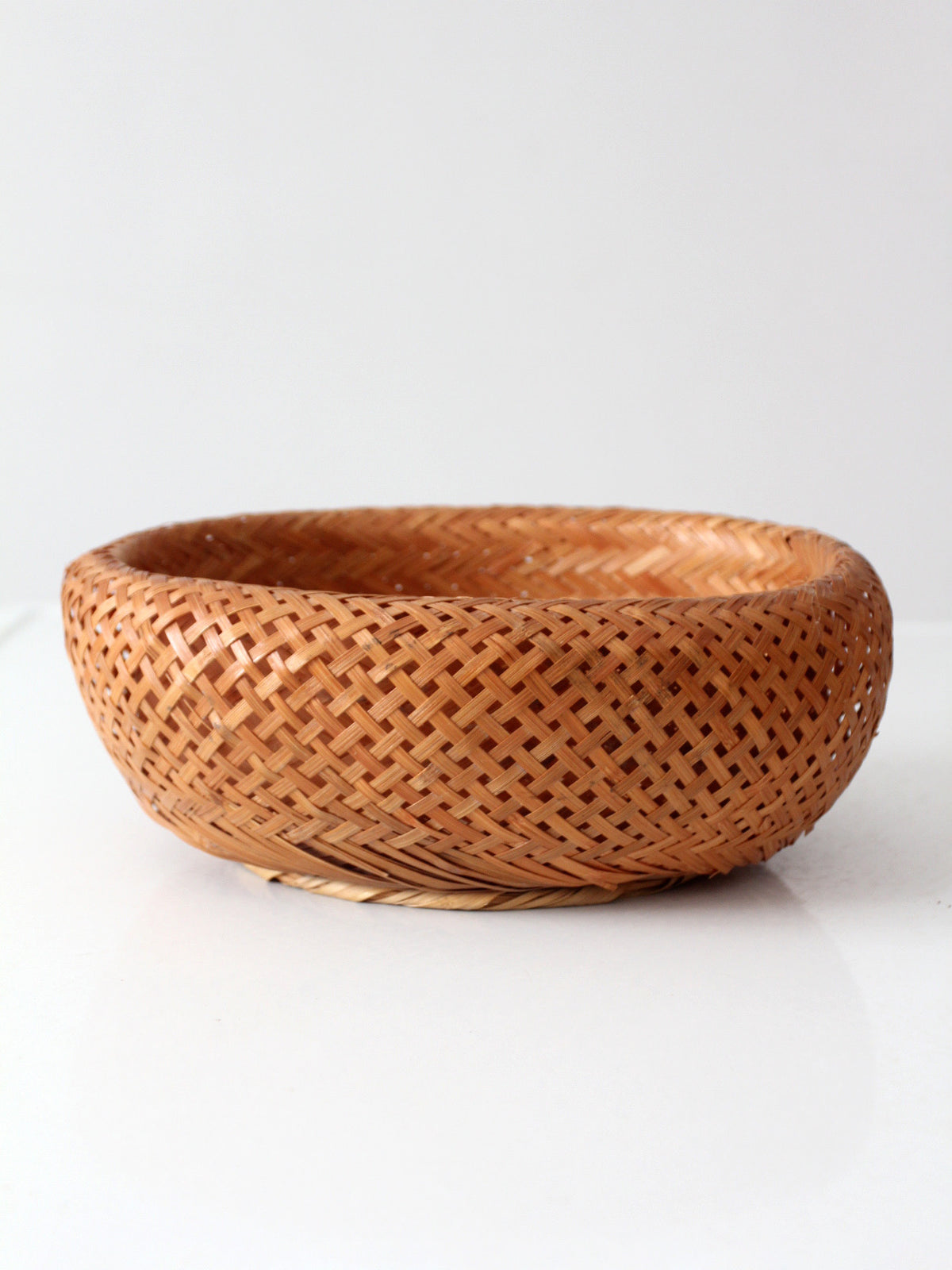 vintage woven bamboo basket bowl