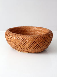 vintage woven bamboo basket bowl