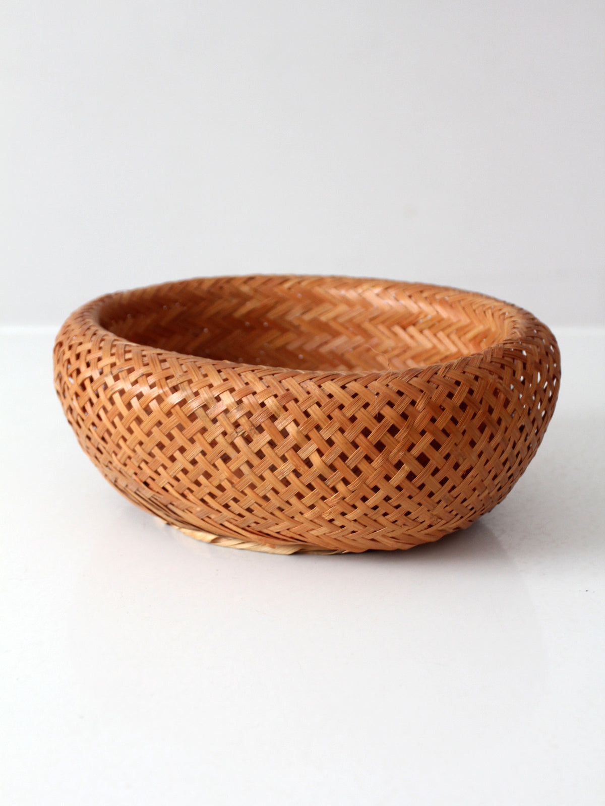 vintage woven bamboo basket bowl