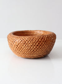 vintage woven bamboo basket bowl