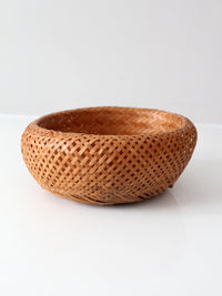 vintage woven bamboo basket bowl