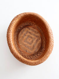 vintage woven bamboo basket bowl