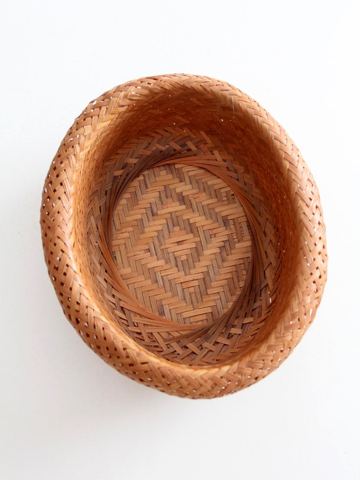vintage woven bamboo basket bowl