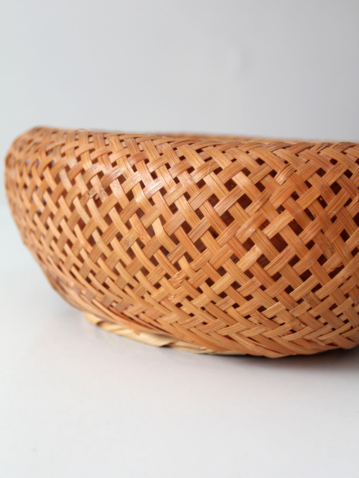 vintage woven bamboo basket bowl