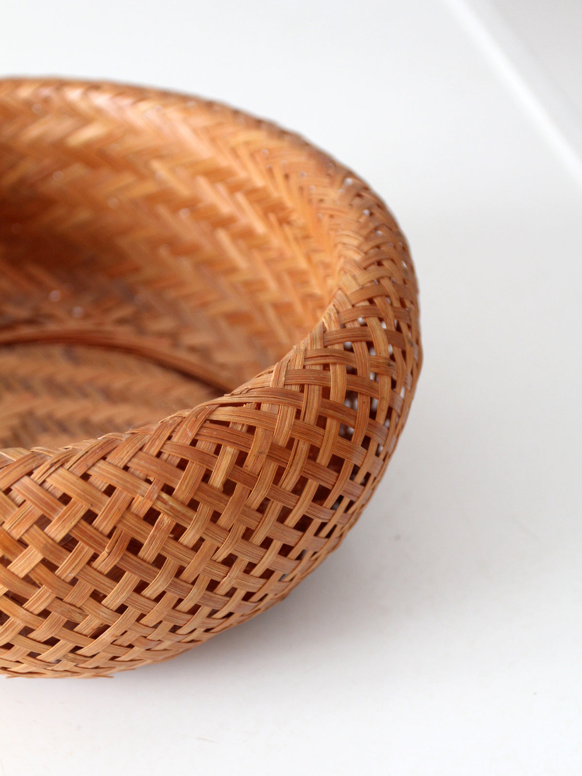 vintage woven bamboo basket bowl