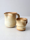 vintage studio pottery pitchers pair