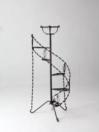 mid-century wrought iron tiered plant stand