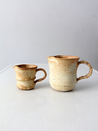 vintage studio pottery pitchers pair