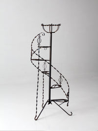 mid-century wrought iron tiered plant stand