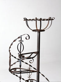 mid-century wrought iron tiered plant stand
