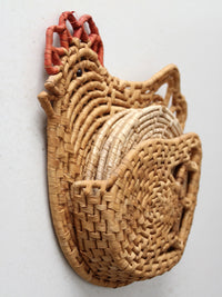 vintage trivet set with rooster caddy