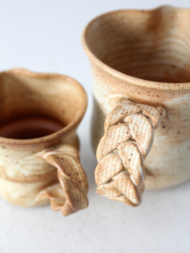 vintage studio pottery pitchers pair