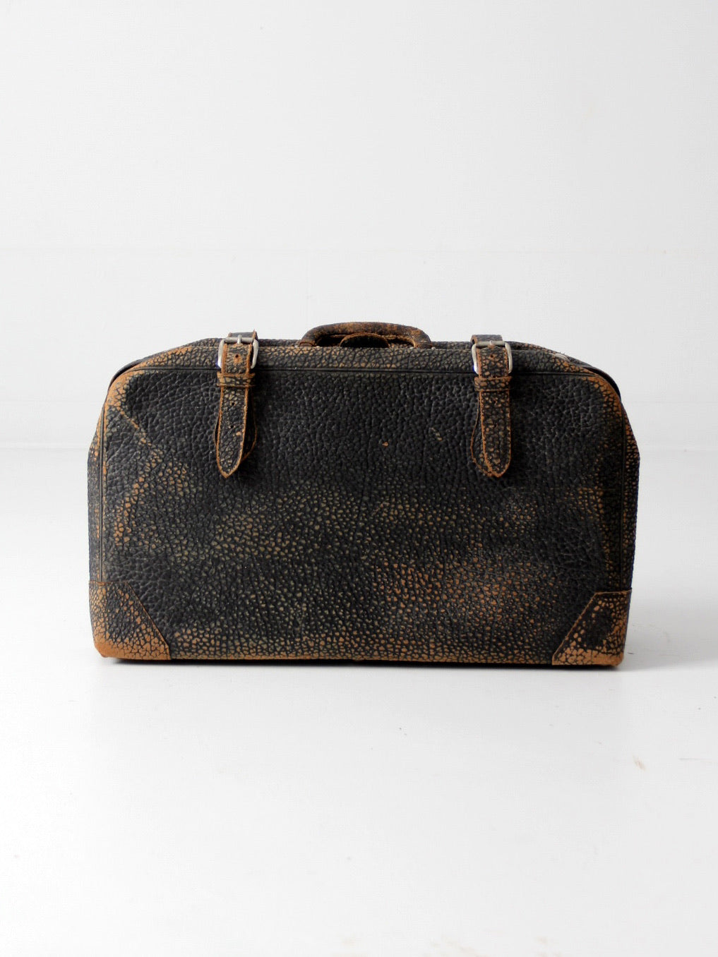 1930s black leather suitcase