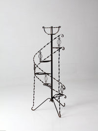 mid-century wrought iron tiered plant stand