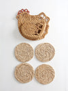 vintage trivet set with rooster caddy