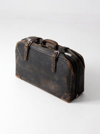 1930s black leather suitcase