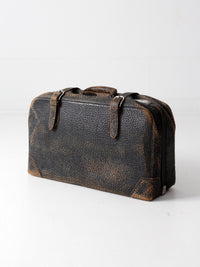 1930s black leather suitcase