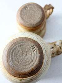 vintage studio pottery pitchers pair