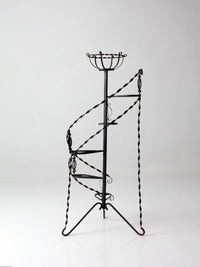 mid-century wrought iron tiered plant stand