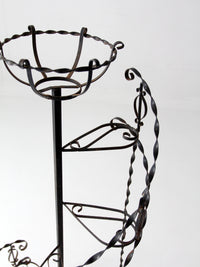 mid-century wrought iron tiered plant stand