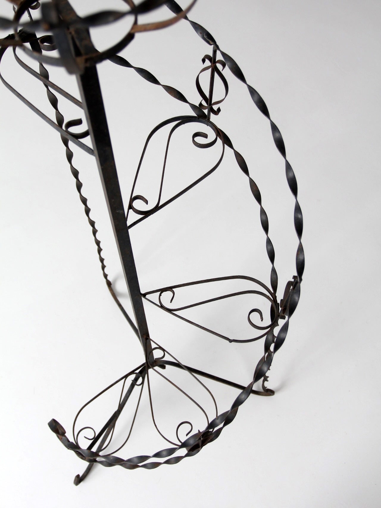 mid-century wrought iron tiered plant stand