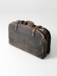 1930s black leather suitcase