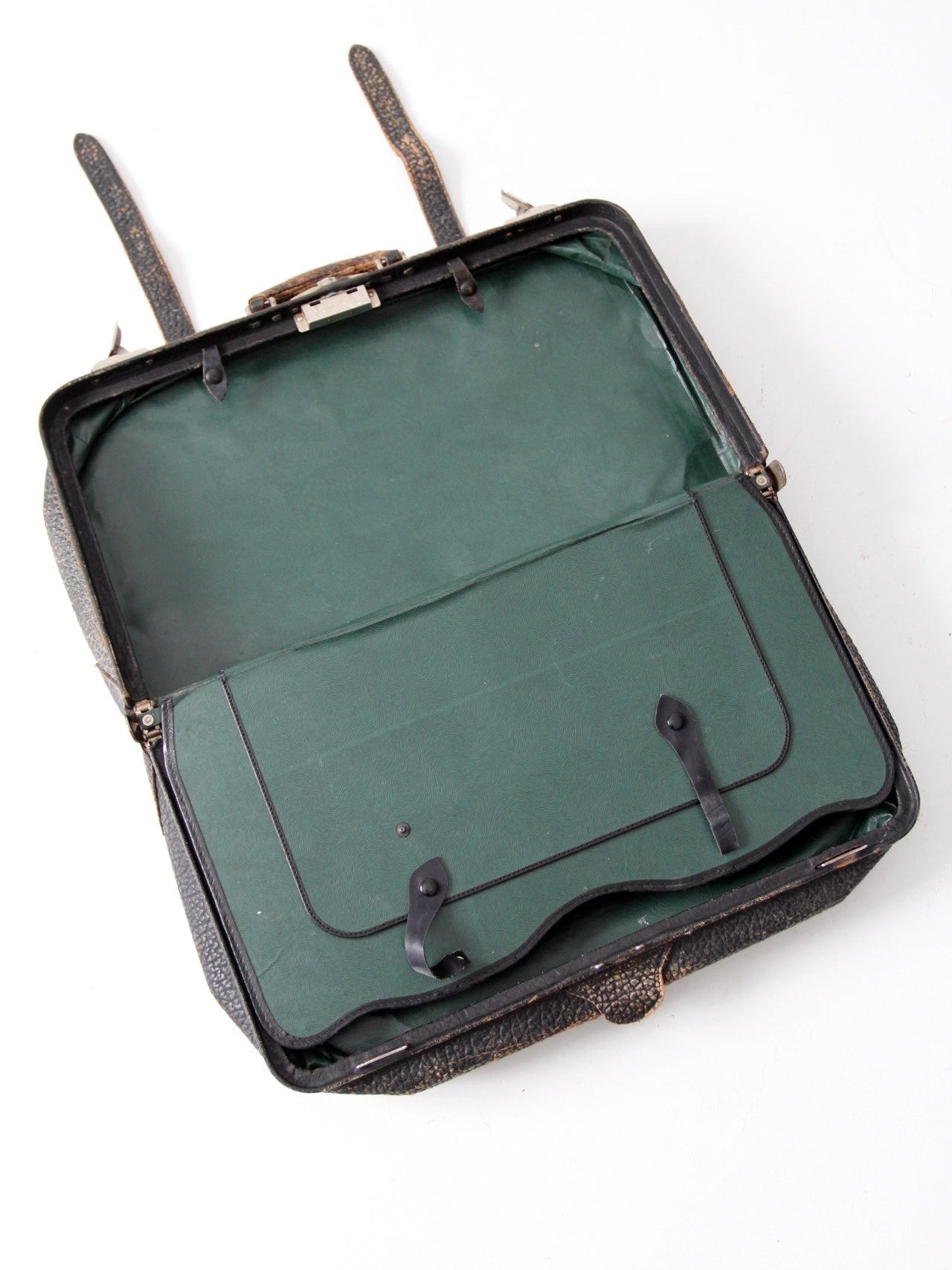1930s black leather suitcase