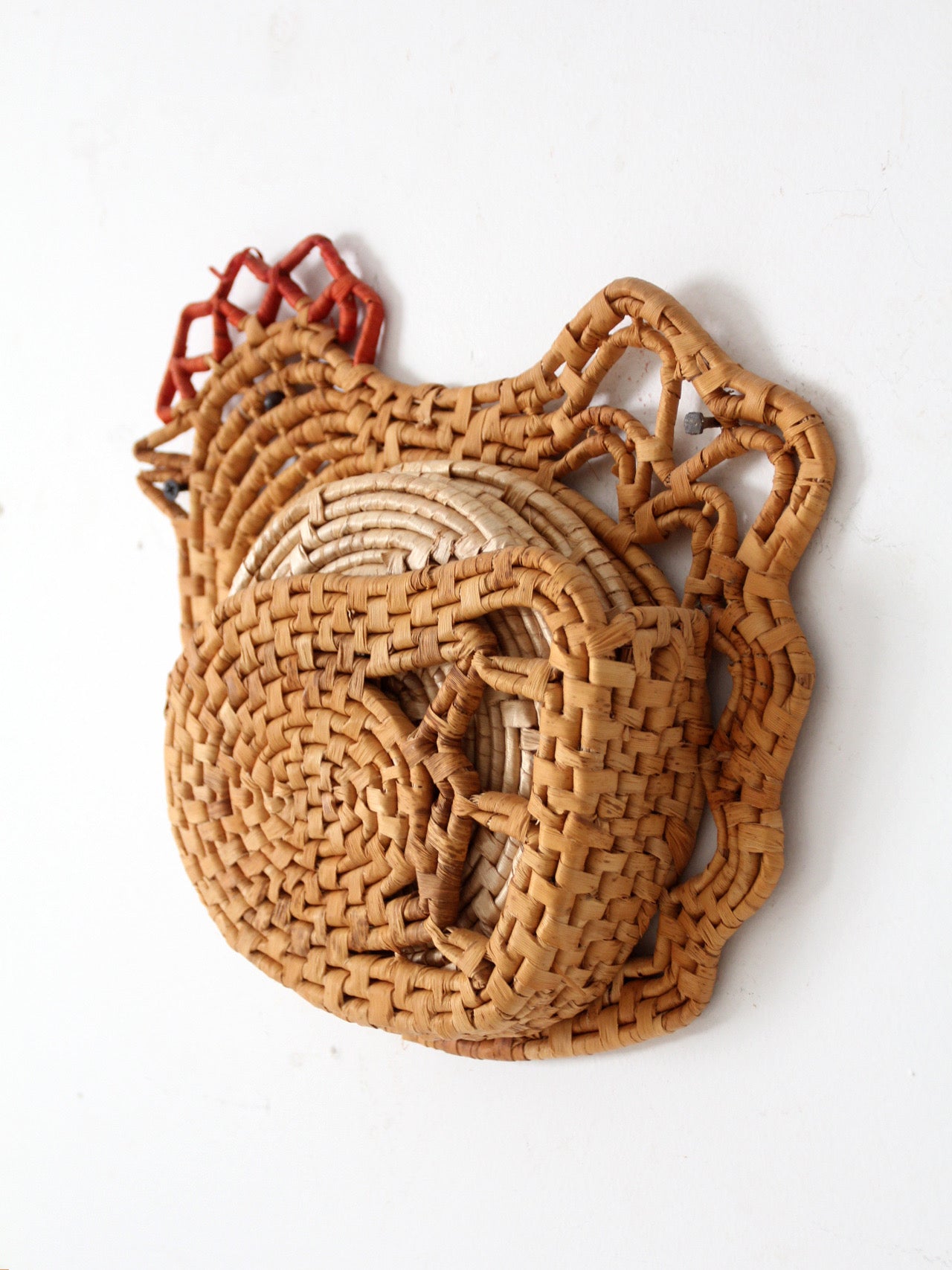 vintage trivet set with rooster caddy