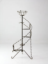 mid-century wrought iron tiered plant stand