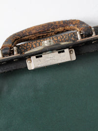 1930s black leather suitcase