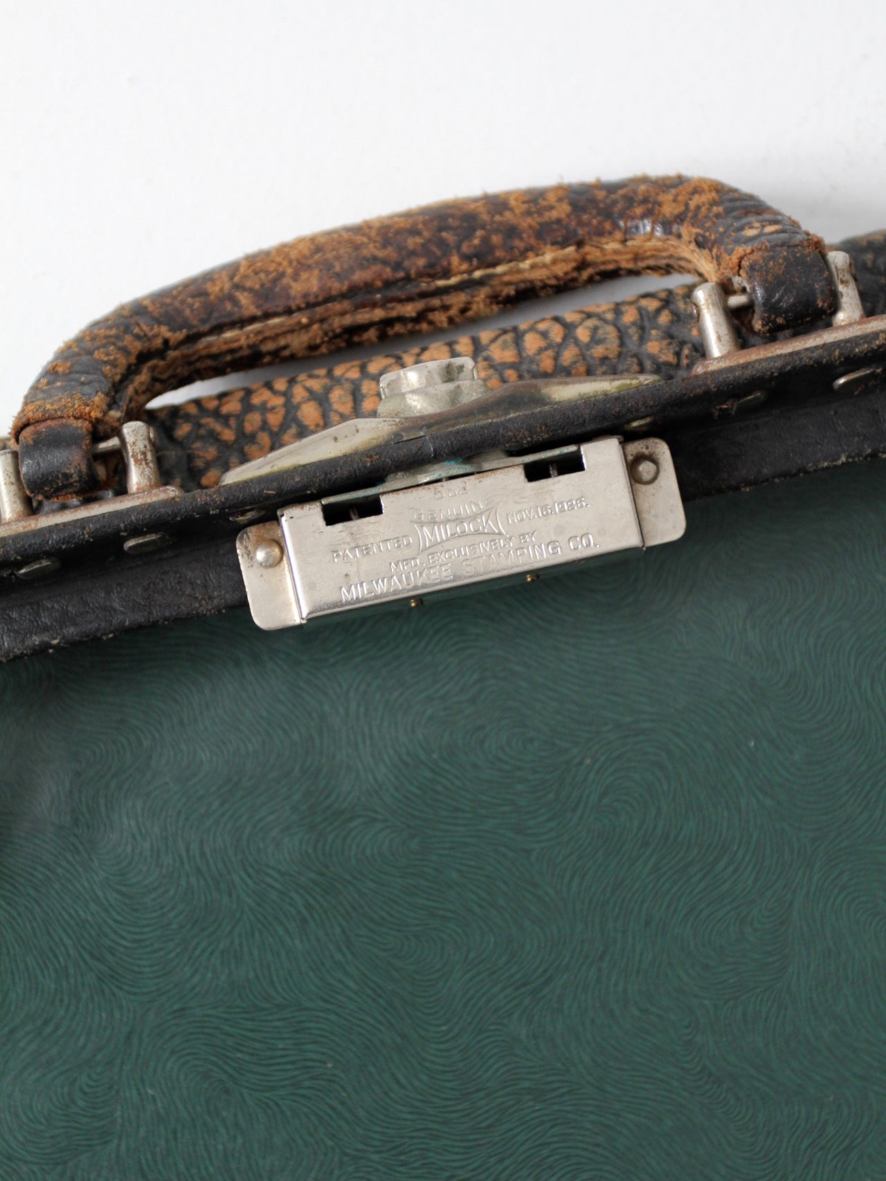 1930s black leather suitcase