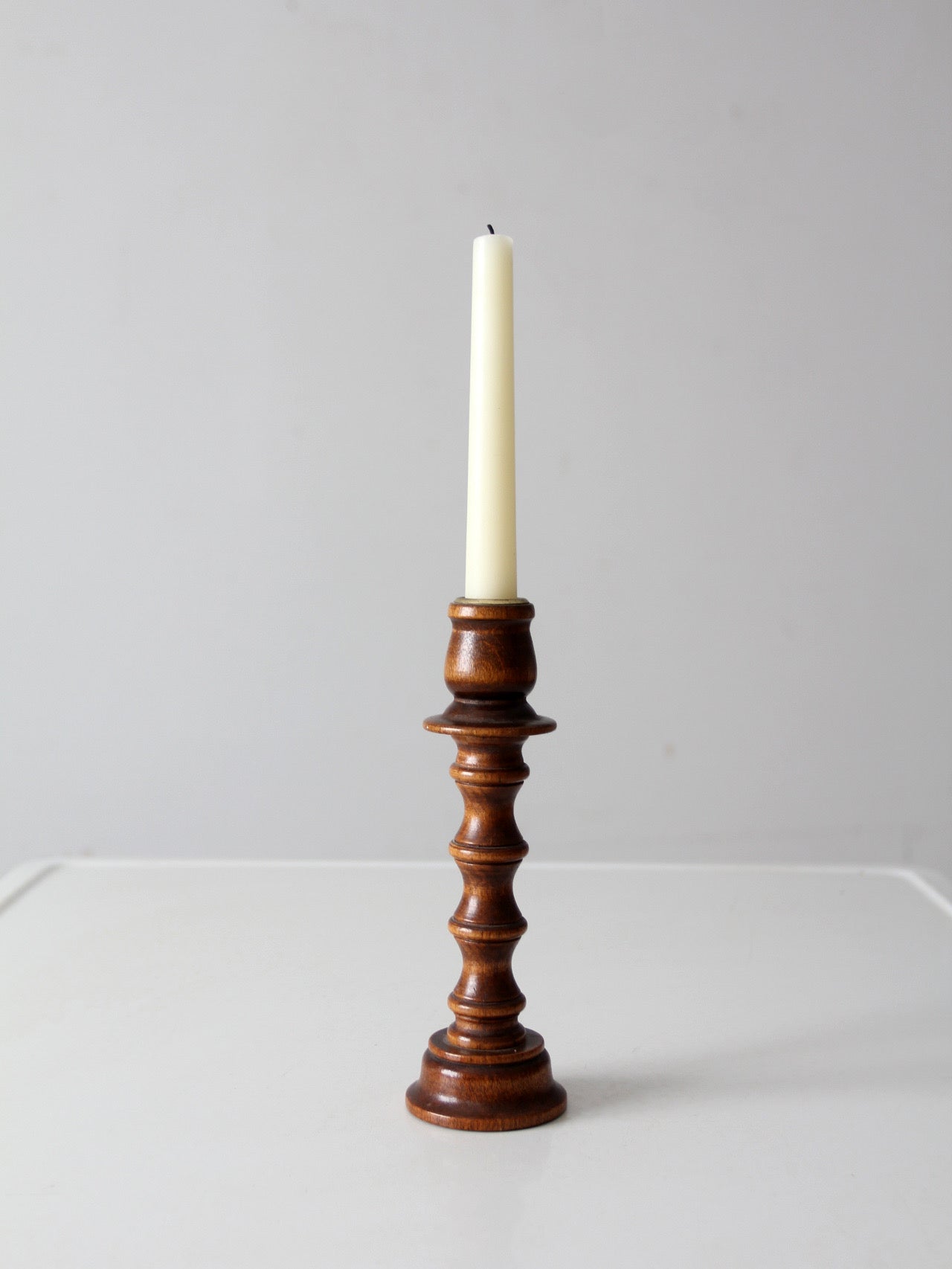 vintage turned wood candlestick holder
