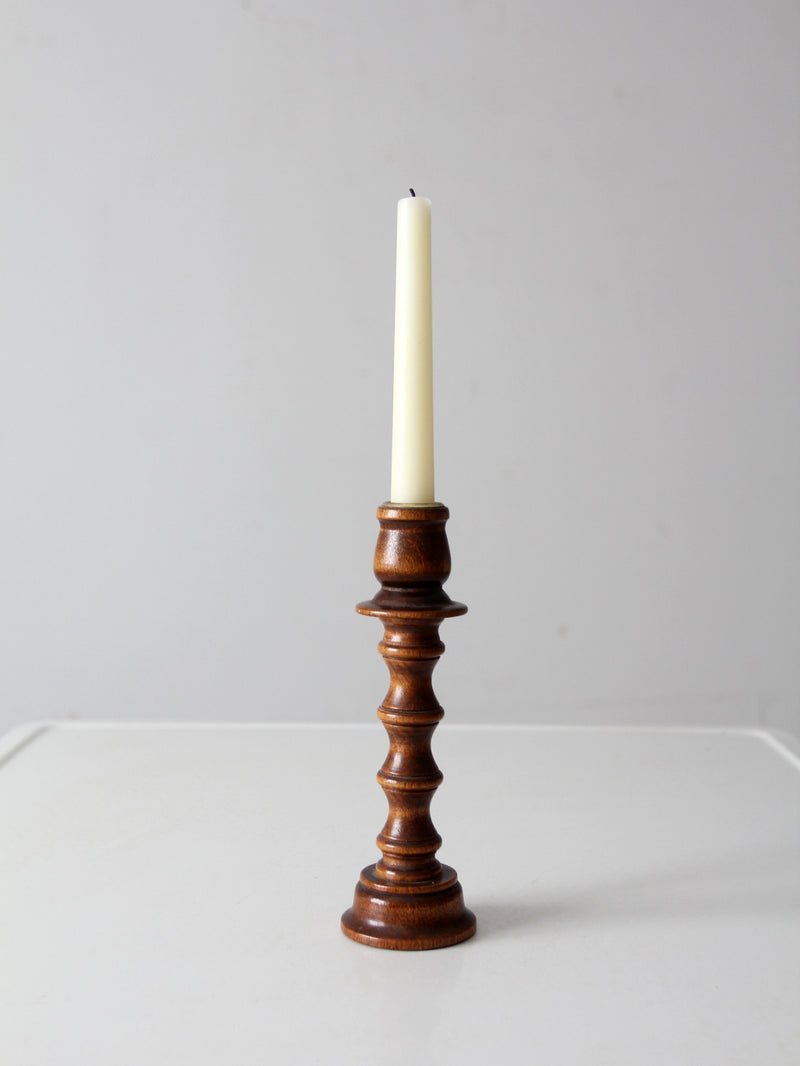 vintage turned wood candlestick holder