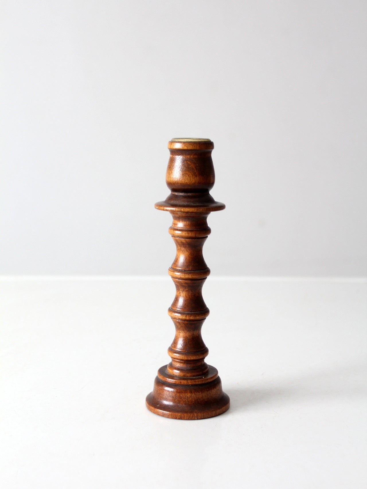 vintage turned wood candlestick holder