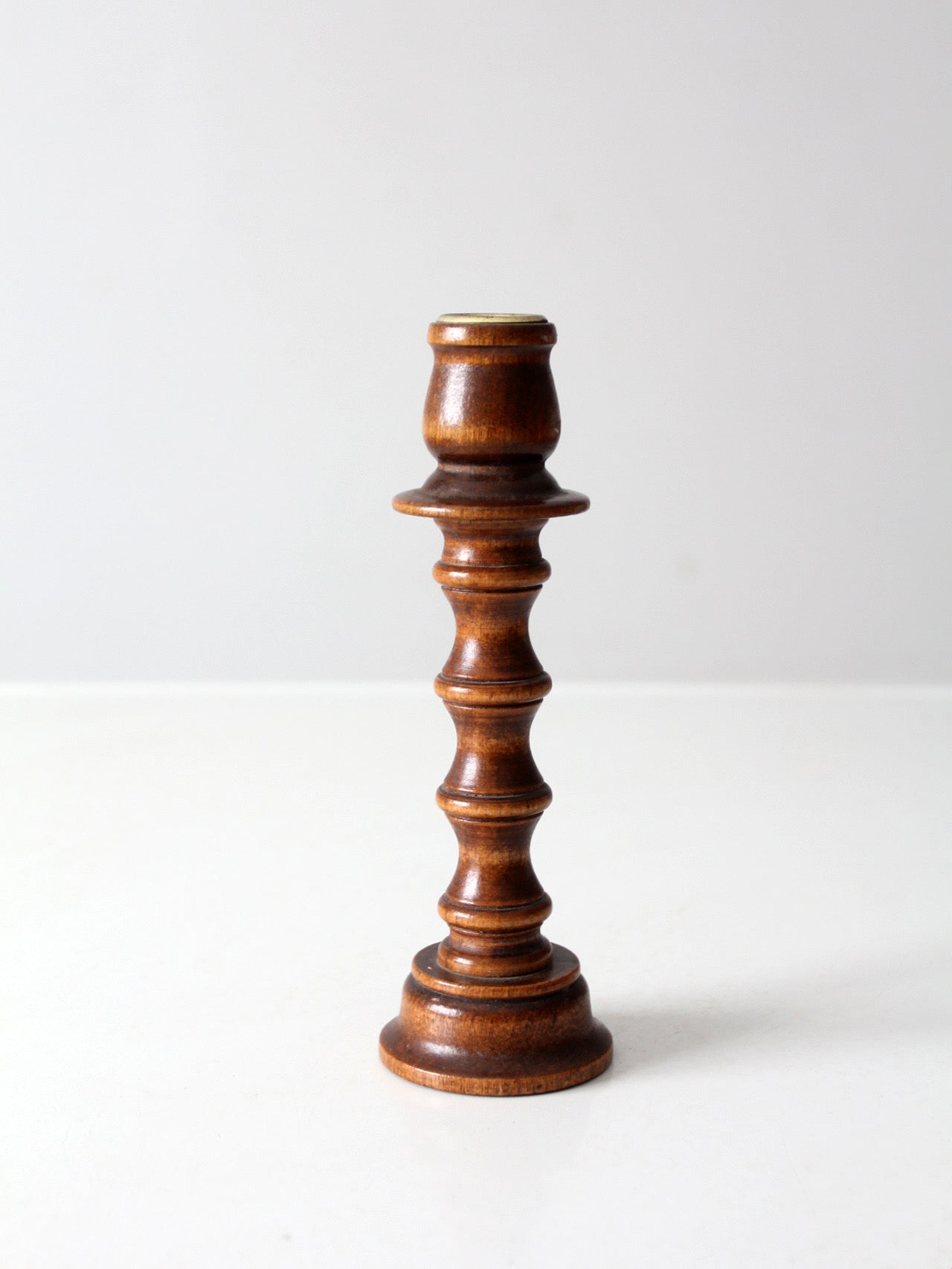 vintage turned wood candlestick holder