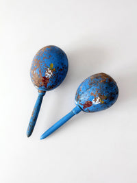 vintage Mexican hand-painted folk art maracas