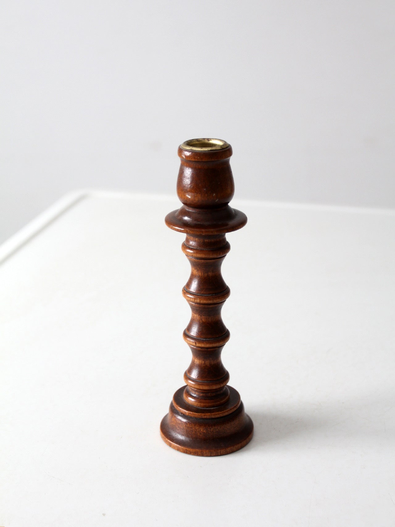 vintage turned wood candlestick holder